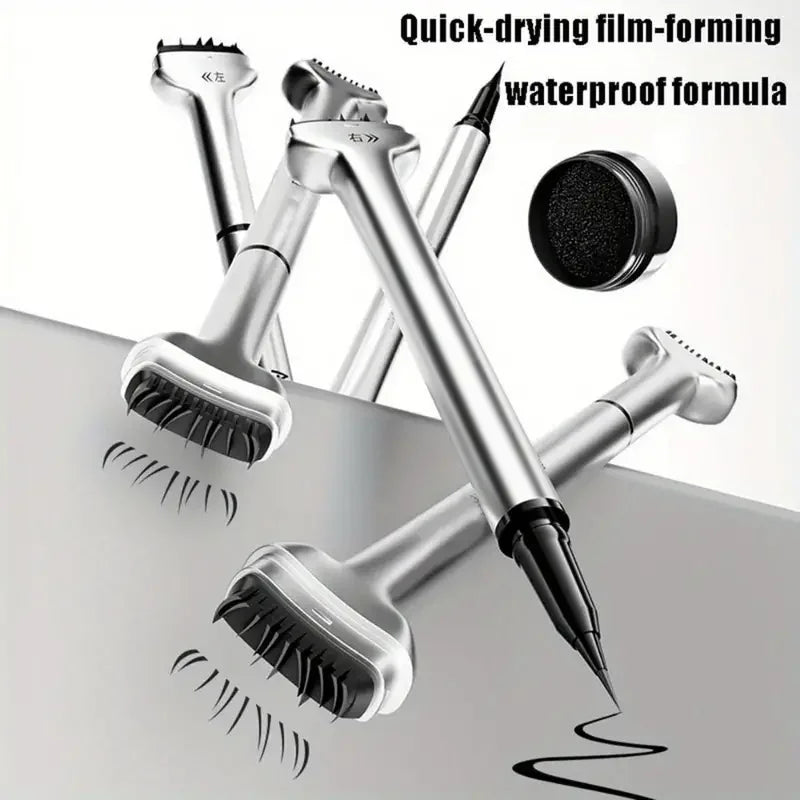 2-in-1 Waterproof and Sweatproof Lower Lash Stamp with Reusable Eyelash Stamp and Individual Liquid Eyeliner Set