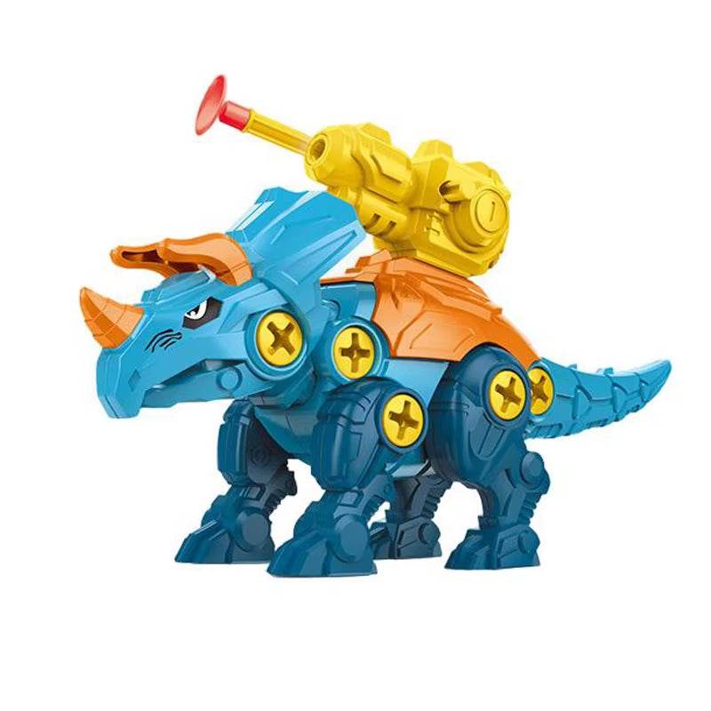 Children's 3D Dinosaur Puzzle Toy with Press-to-Fire Bullet Mechanism and DIY Detachable Assembly