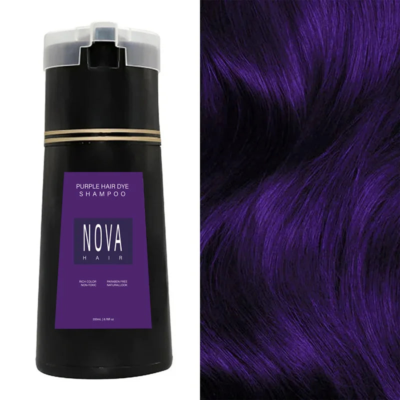 Nova Natural Moisturizing Hair Dye and Hair Care 3-in-1 Shampoo for Effective White Hair Coverage and Oil Control