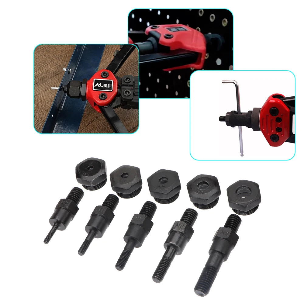 100Pcs Rivet Nut +Hand Threaded Rivet Nuts Gun BT606 M3 M4 M5 M6 M8 Double Insert Manual Riveter Gun Riveting Rivnut Rivet Tool