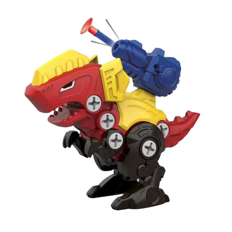 Children's 3D Dinosaur Puzzle Toy with Press-to-Fire Bullet Mechanism and DIY Detachable Assembly