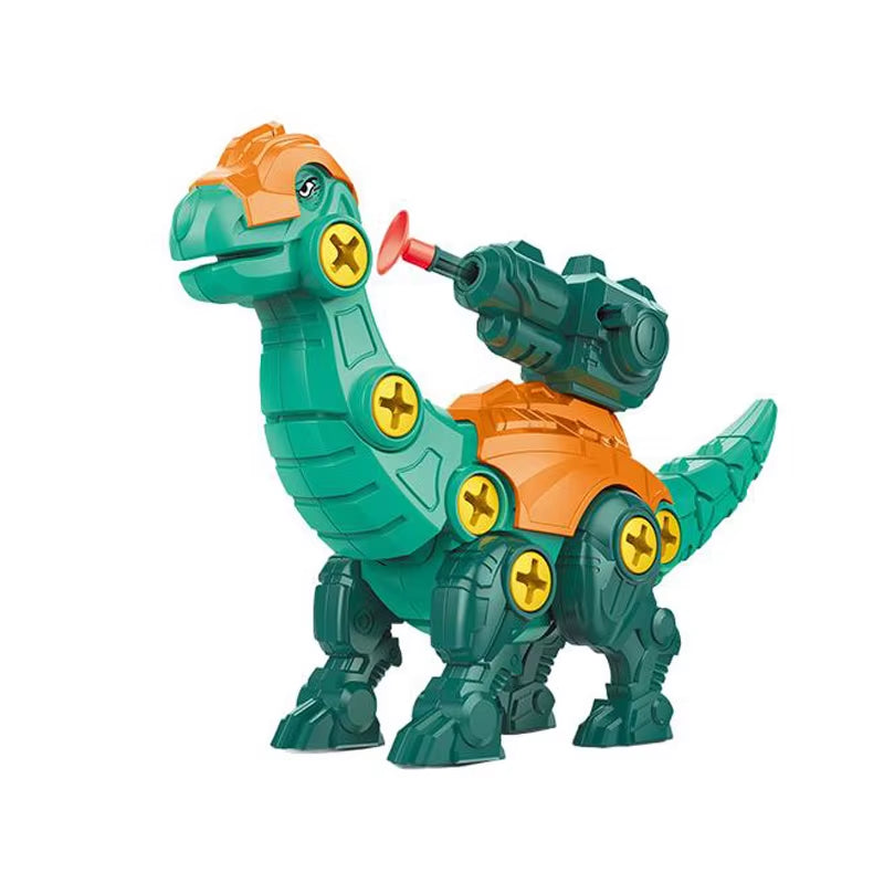 Children's 3D Dinosaur Puzzle Toy with Press-to-Fire Bullet Mechanism and DIY Detachable Assembly