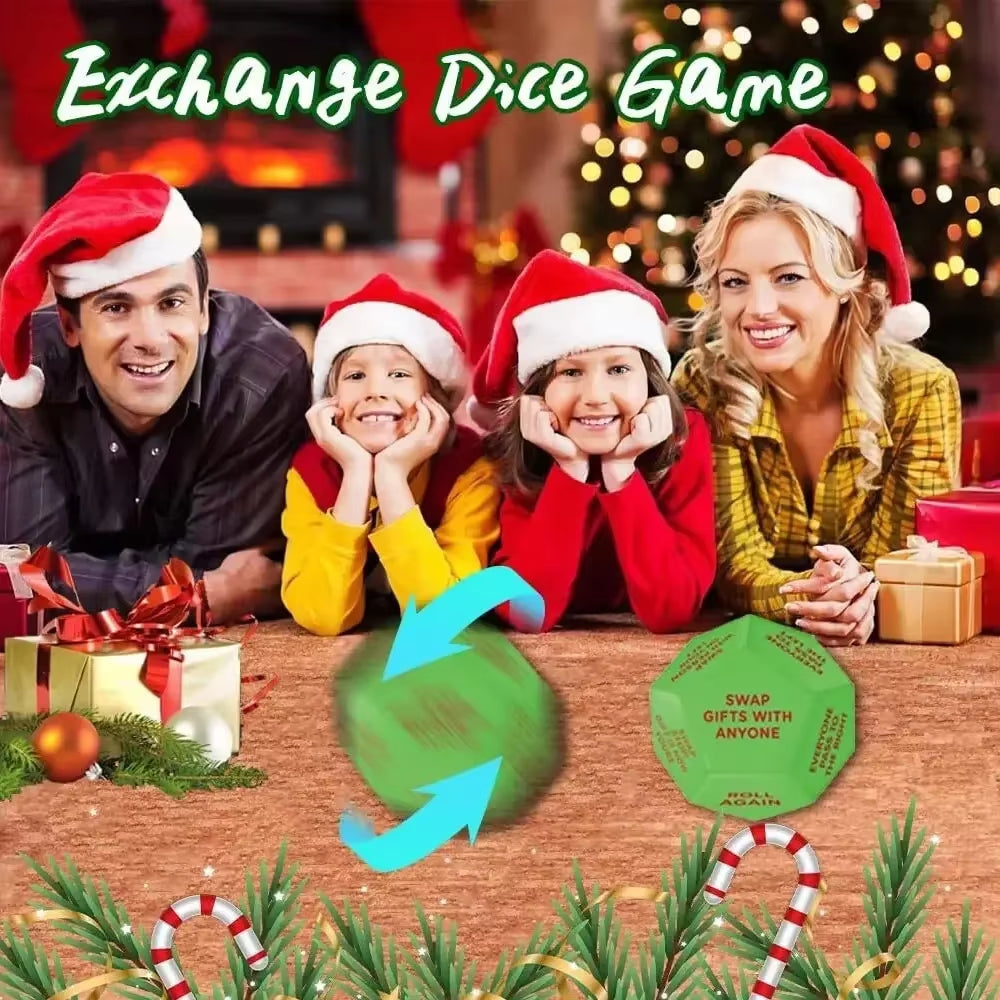 Christmas Exchange Dice for Santa Swap - Family Party Game Props and Creative Holiday Decor Gift