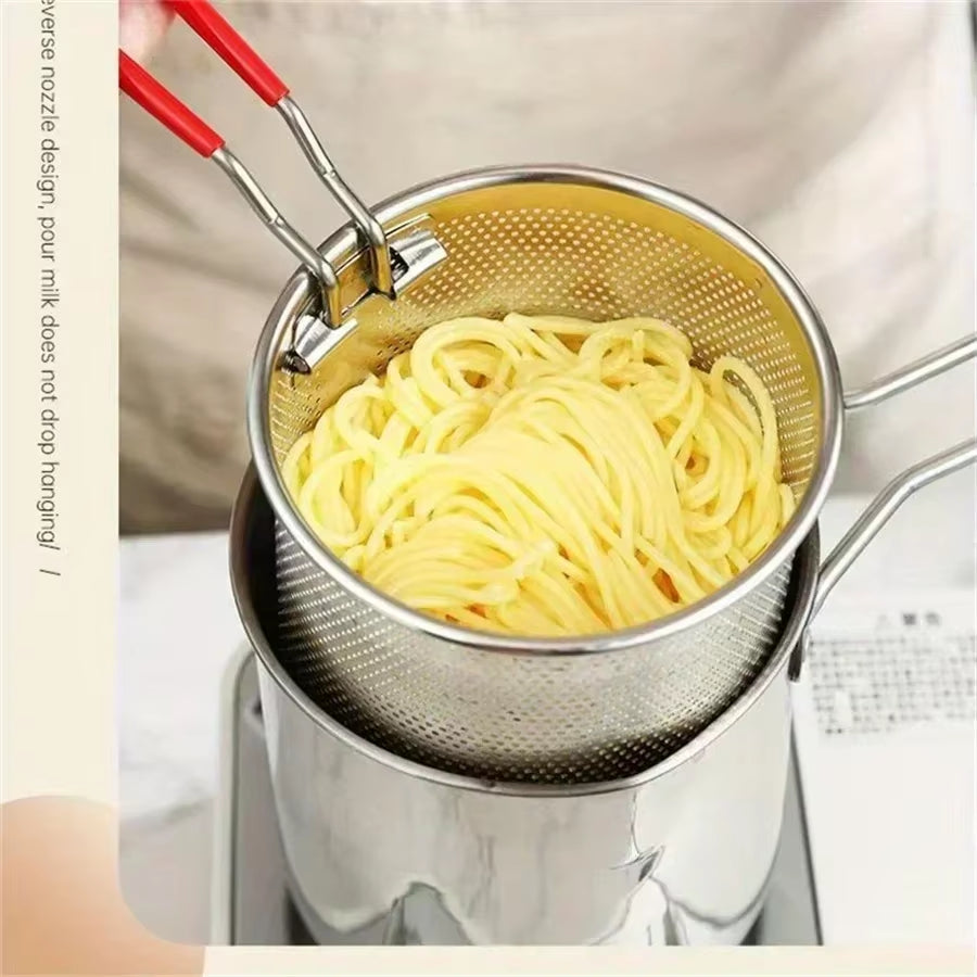 Professional Stainless Steel Fryer for French Fries and Chicken Wings with Filter Screen, Tianfu Luo Pot