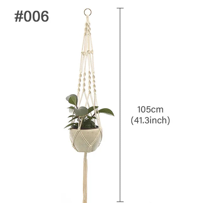 Macrame Hanging Planter - Decorative Wall Plant Holder and Flower Basket for Balcony Décor