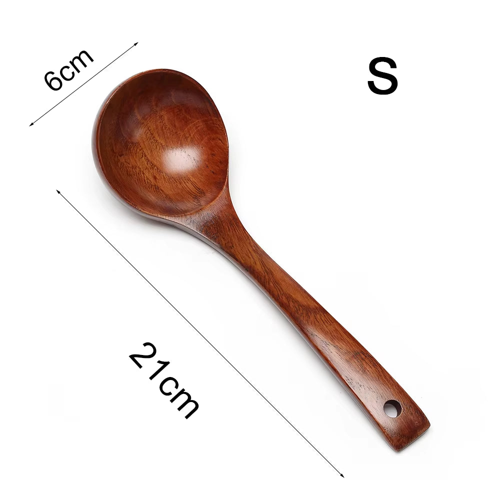 Natural Wooden Large Soup Ladle with Long Handle - Versatile Cooking Scoop for Ramen, Rice, and Catering Tableware