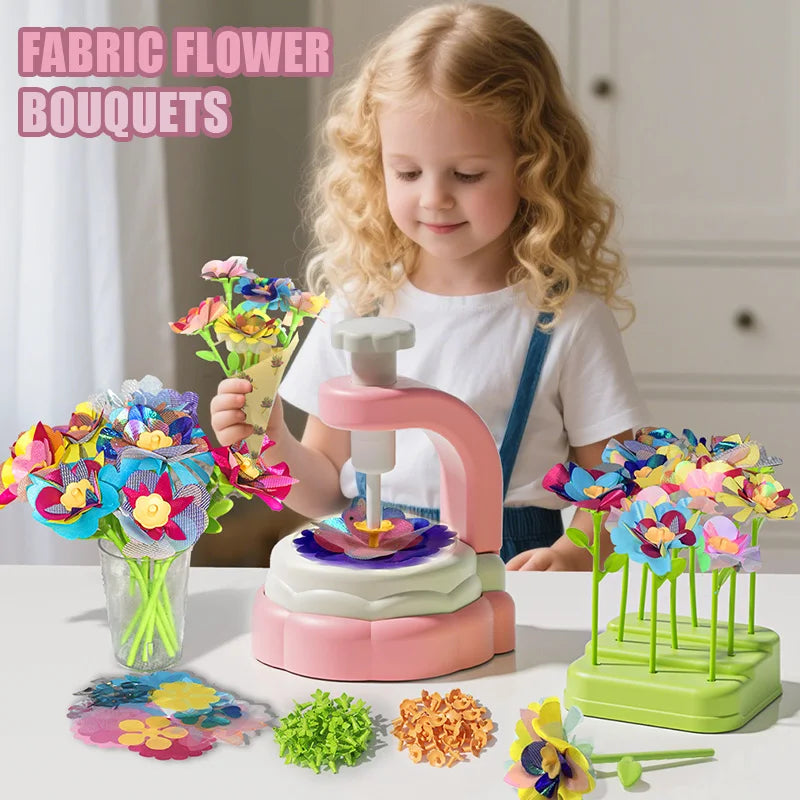 Fabric Flower Bouquet DIY Craft Kit for Kids - Handmade Floral Toys for Girls, Perfect Christmas or Birthday Gift