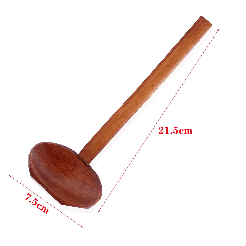 Natural Wooden Large Soup Ladle with Long Handle - Versatile Cooking Scoop for Ramen, Rice, and Catering Tableware