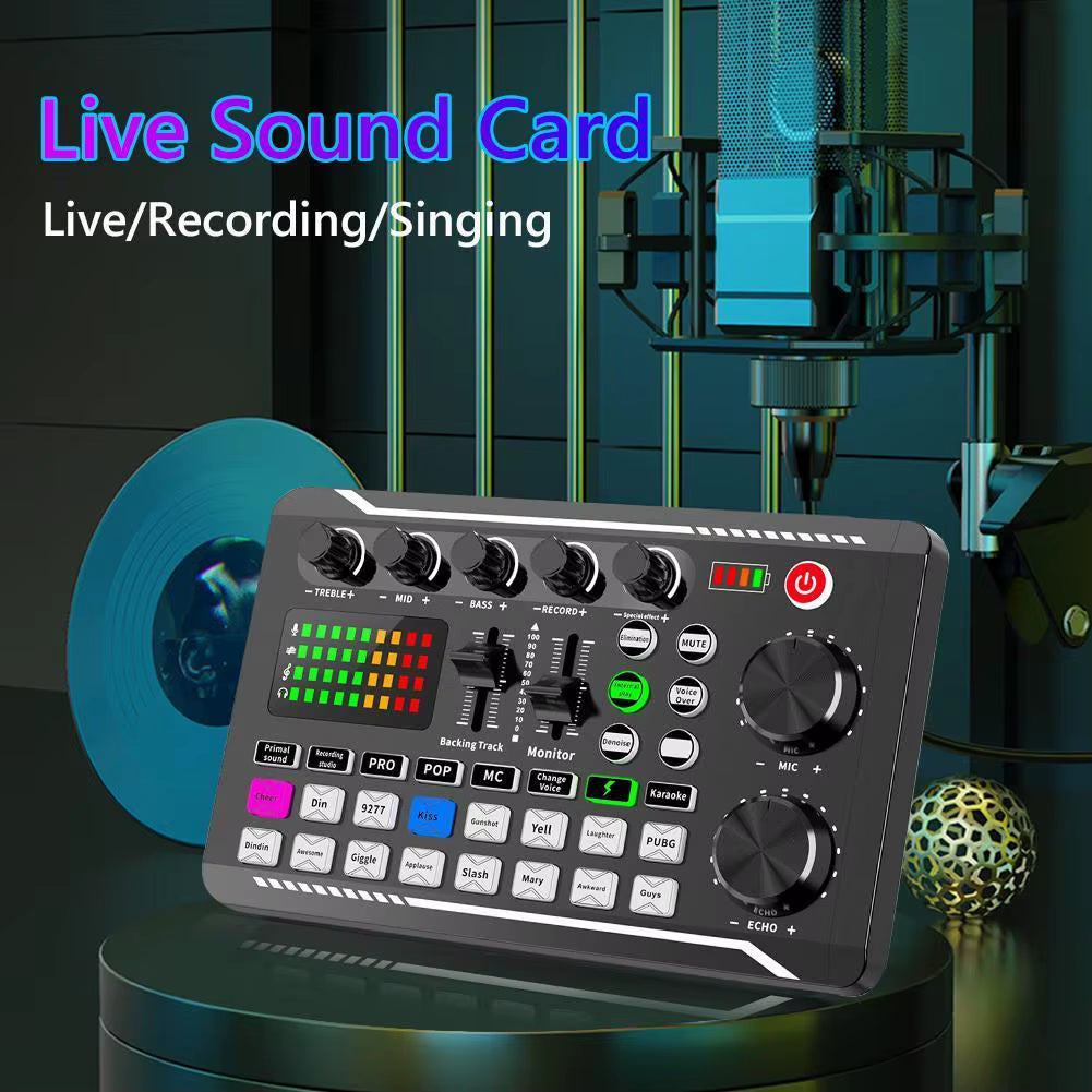F998 Professional Multifunctional Audio Mixer and Sound Card Kit for Recording and Mixing on Phone and PC