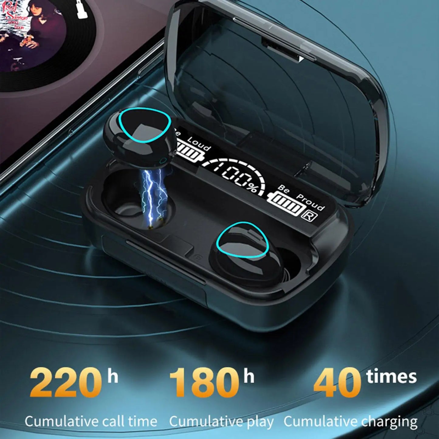 TWS M10 Wireless Bluetooth Headphones with LED Display, 3500mAh Charging Case, 9D Stereo Sound, In-Ear Design, Sports Waterproof, Bluetooth 5.1 Technology