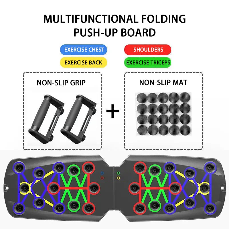Adjustable Multi-Mode Folding Push-Up Board for Core Muscle Training with Chest, Abdomen, and Back Partition