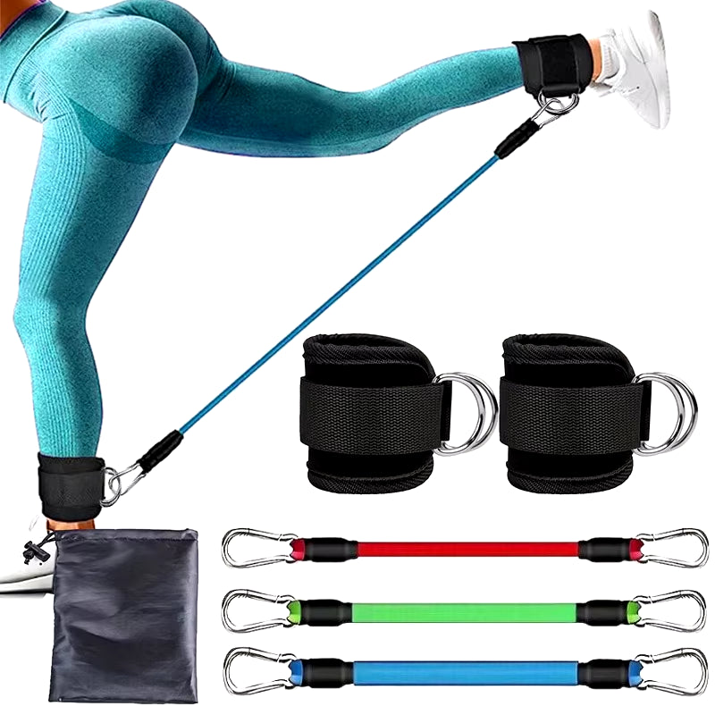 Professional Resistance Band Set with Ankle Straps for Fitness and Yoga - Elastic Exercise Equipment for Men and Women