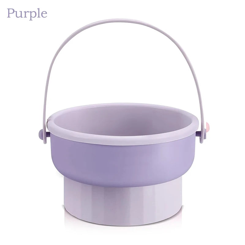 3-in-1 Silicone Makeup Brush Cleaner Mat with Folding Washing Bowl and Scrubber for Powder Puff and Cosmetic Sponge Drying Tools