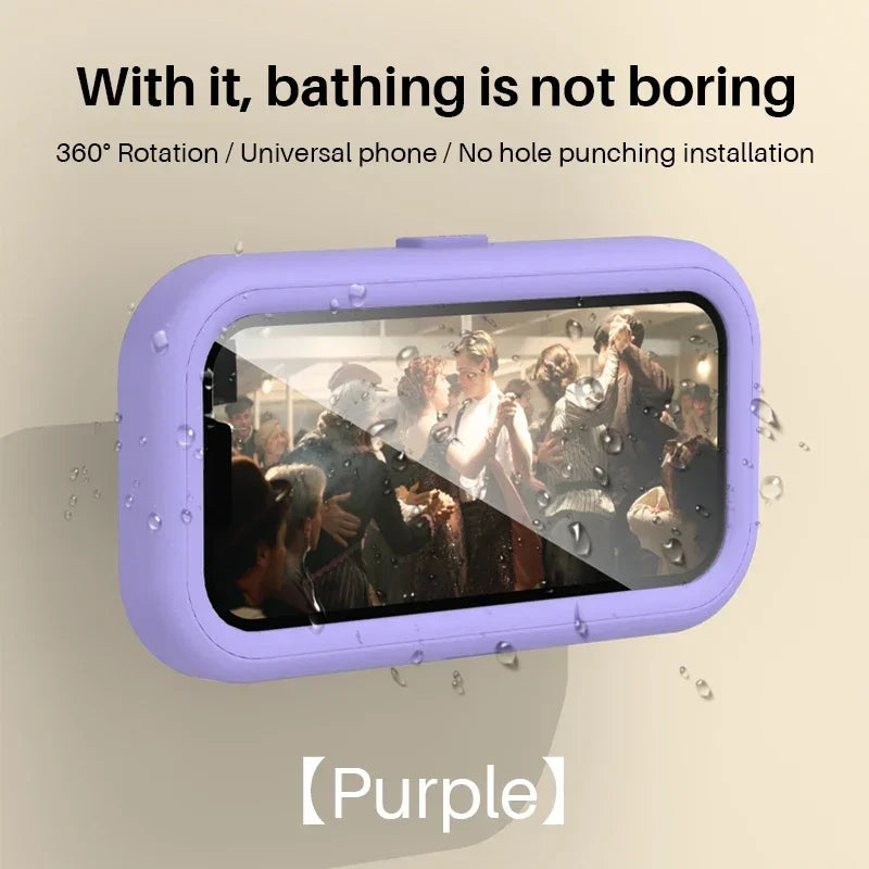 Adjustable Waterproof Wall-Mounted Cell Phone Holder for Shower and Bathroom Use - Compatible with All Smartphones