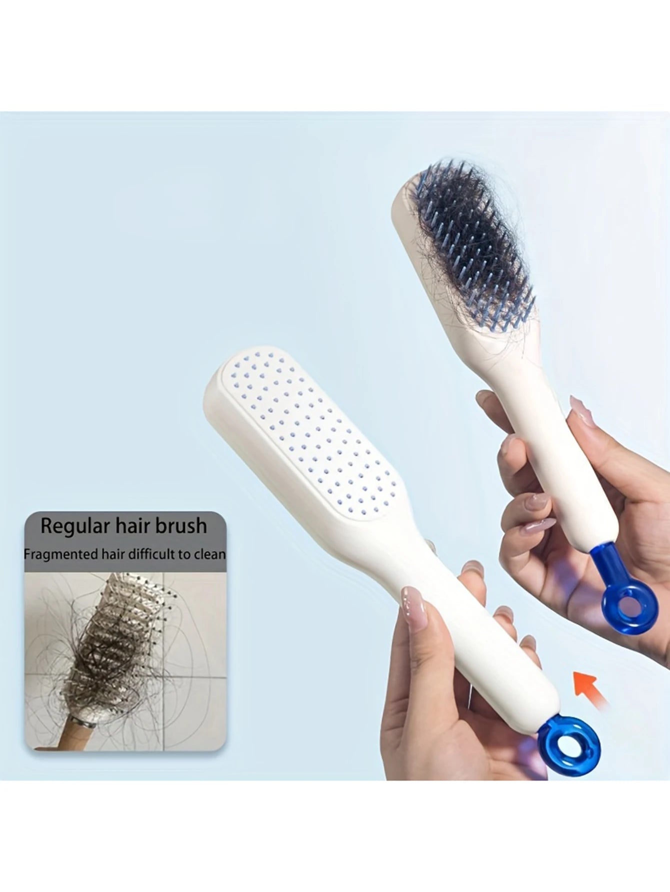 Self-Cleaning Anti-Static Retractable Hair Comb with Massage Function and Safety Airbag Design
