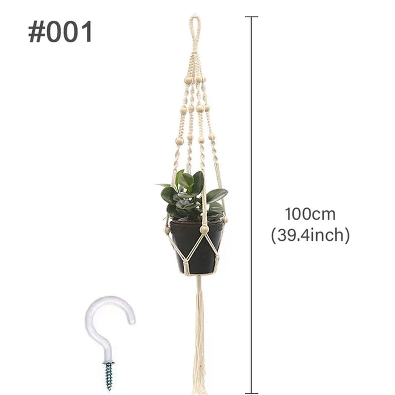 Macrame Hanging Planter - Decorative Wall Plant Holder and Flower Basket for Balcony Décor