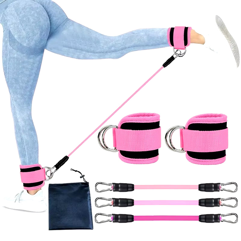 Professional Resistance Band Set with Ankle Straps for Fitness and Yoga - Elastic Exercise Equipment for Men and Women