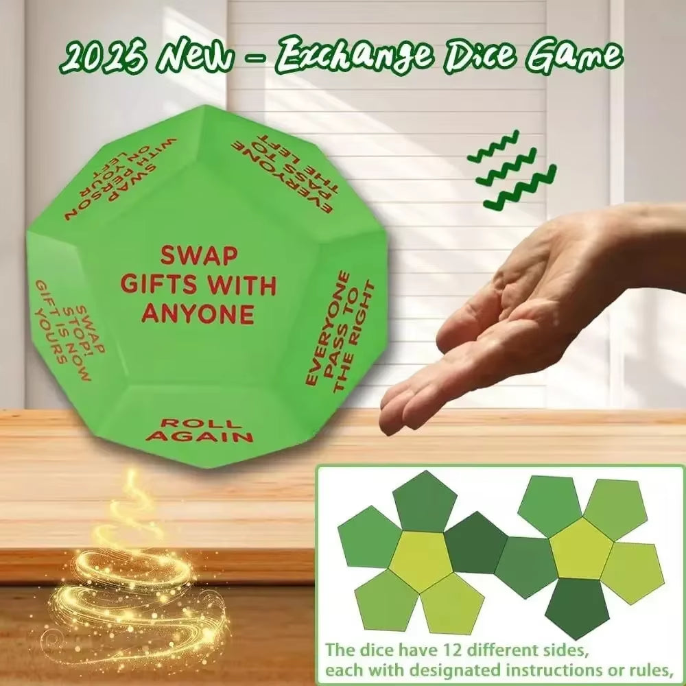 Christmas Exchange Dice for Santa Swap - Family Party Game Props and Creative Holiday Decor Gift