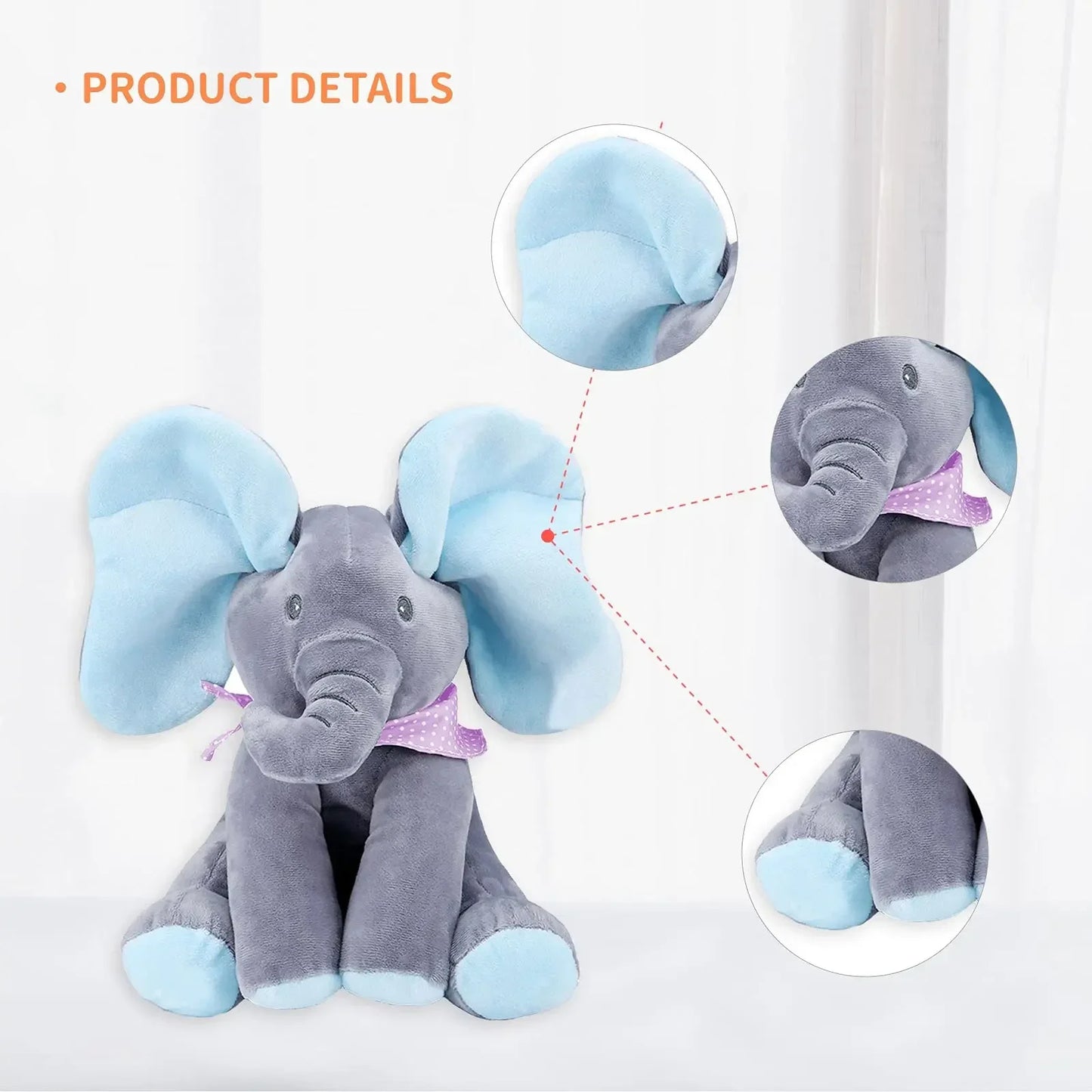 Animated Plush Singing Elephant Toy with Moving Ears - Adorable Stuffed Animal for Babies