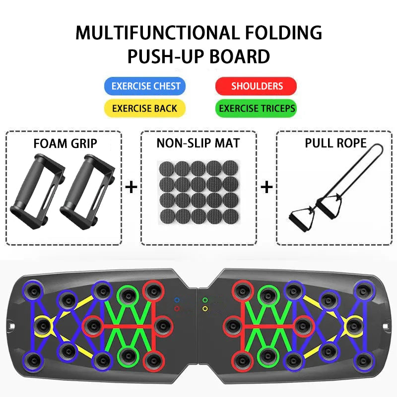 Adjustable Multi-Mode Folding Push-Up Board for Core Muscle Training with Chest, Abdomen, and Back Partition