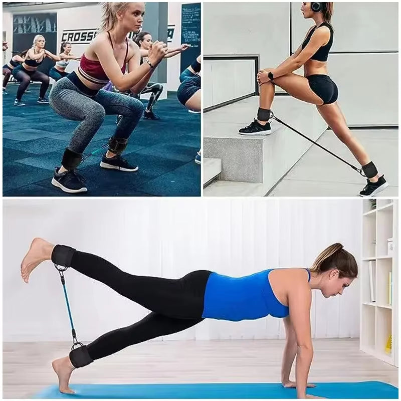 Professional Resistance Band Set with Ankle Straps for Fitness and Yoga - Elastic Exercise Equipment for Men and Women