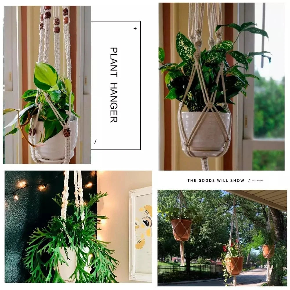Macrame Hanging Planter - Decorative Wall Plant Holder and Flower Basket for Balcony Décor