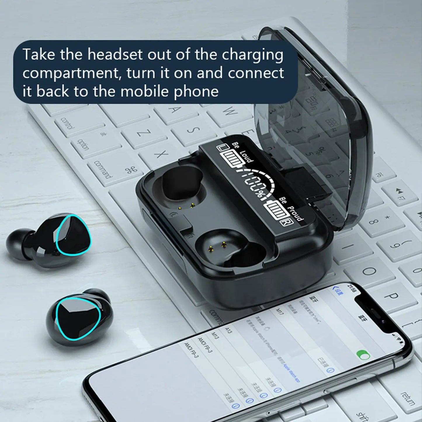 TWS M10 Wireless Bluetooth Headphones with LED Display, 3500mAh Charging Case, 9D Stereo Sound, In-Ear Design, Sports Waterproof, Bluetooth 5.1 Technology