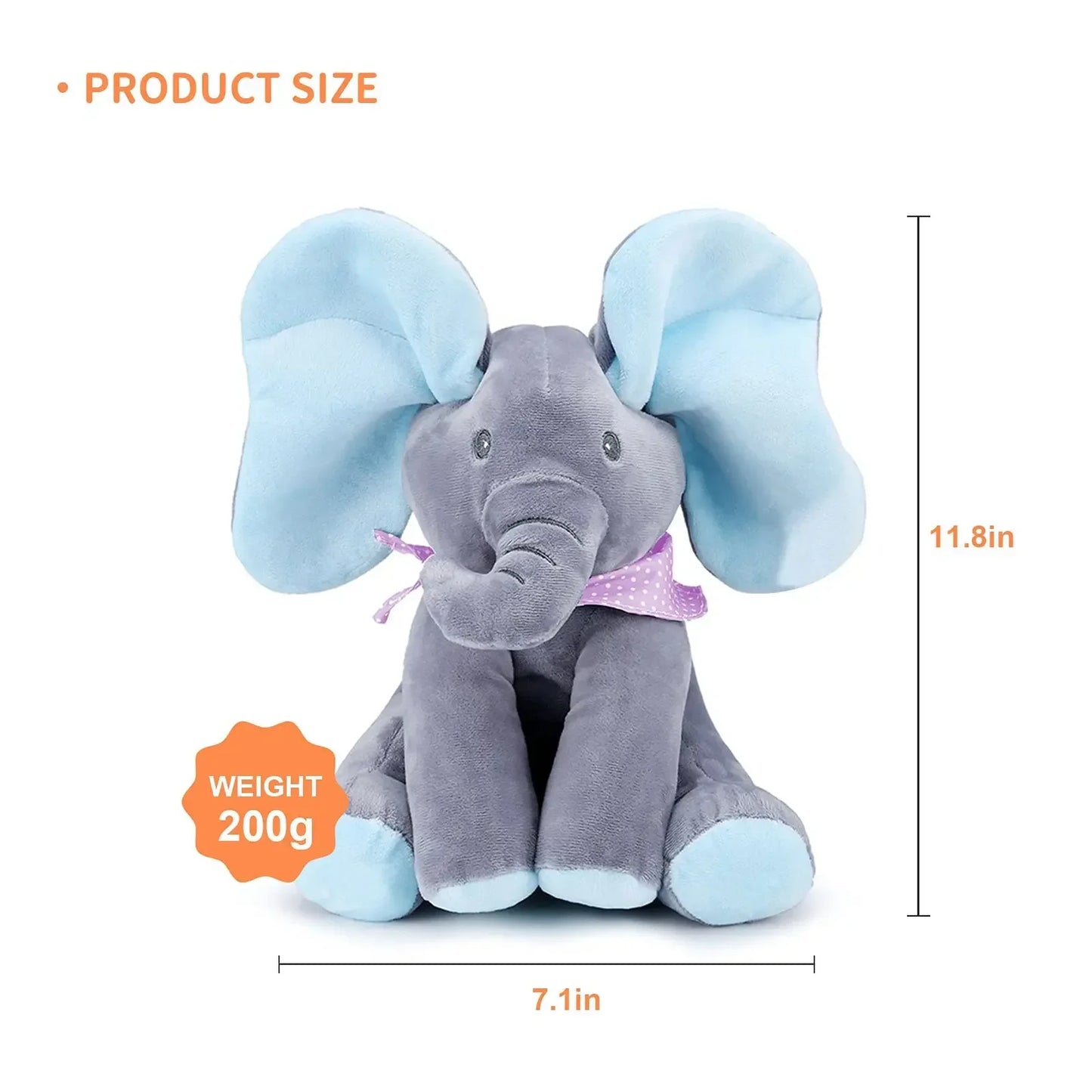 Animated Plush Singing Elephant Toy with Moving Ears - Adorable Stuffed Animal for Babies