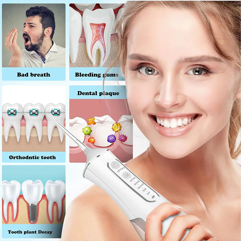 Advanced Waterproof Oral Irrigator with Ultrasound Technology for Effective Dental Care