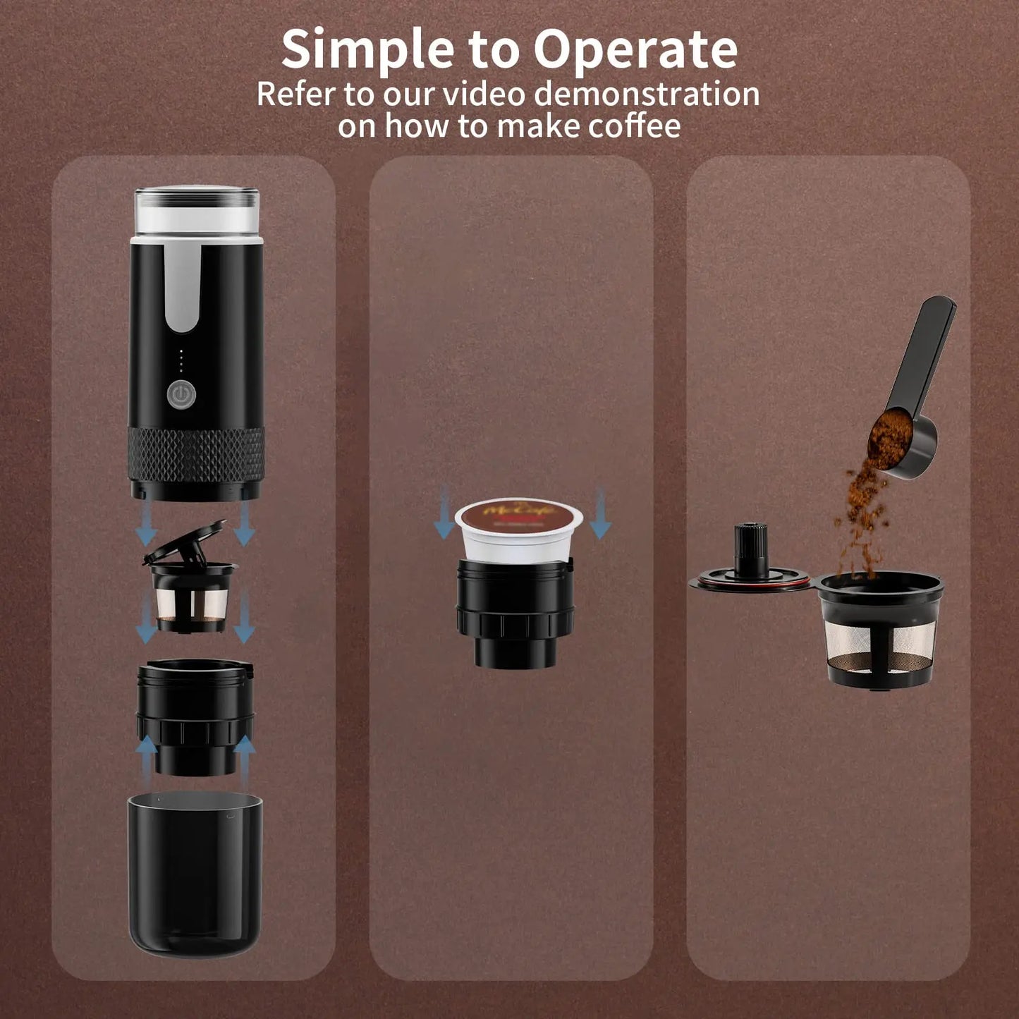 Electric Coffee Maker: Portable Capsule and Ground Coffee Brewer