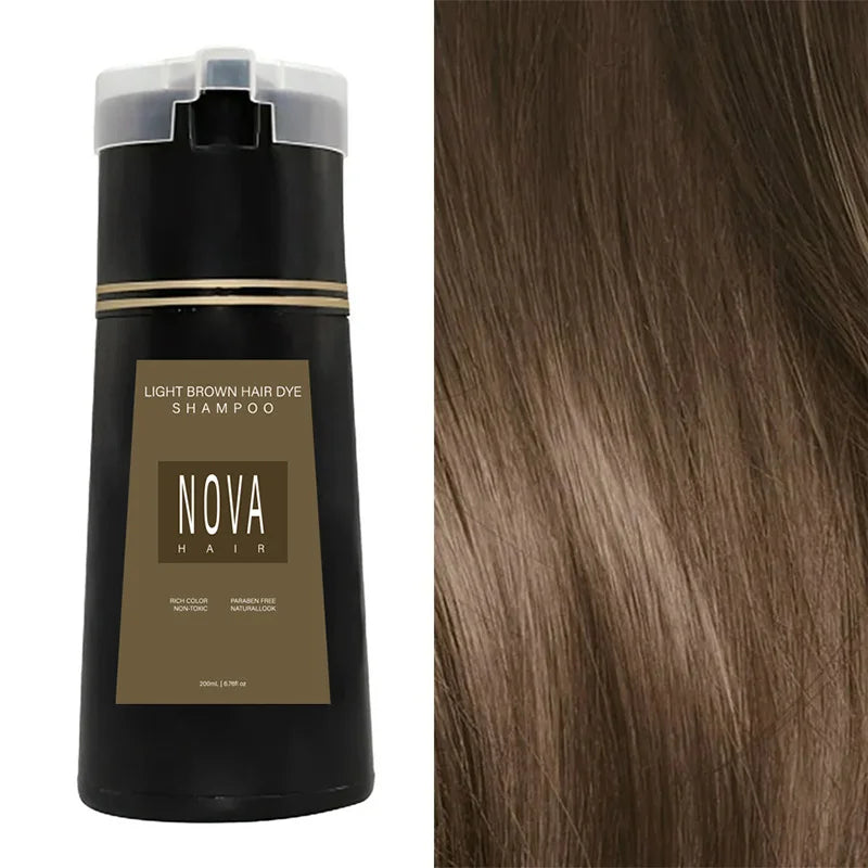 Nova Natural Moisturizing Hair Dye and Hair Care 3-in-1 Shampoo for Effective White Hair Coverage and Oil Control