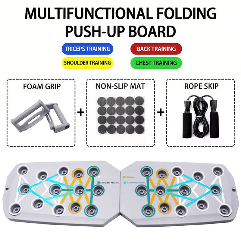 Portable Multifunctional Push-Up Board Set - Foldable Fitness Equipment for Comprehensive Chest, Abdomen, Arms, and Back Training