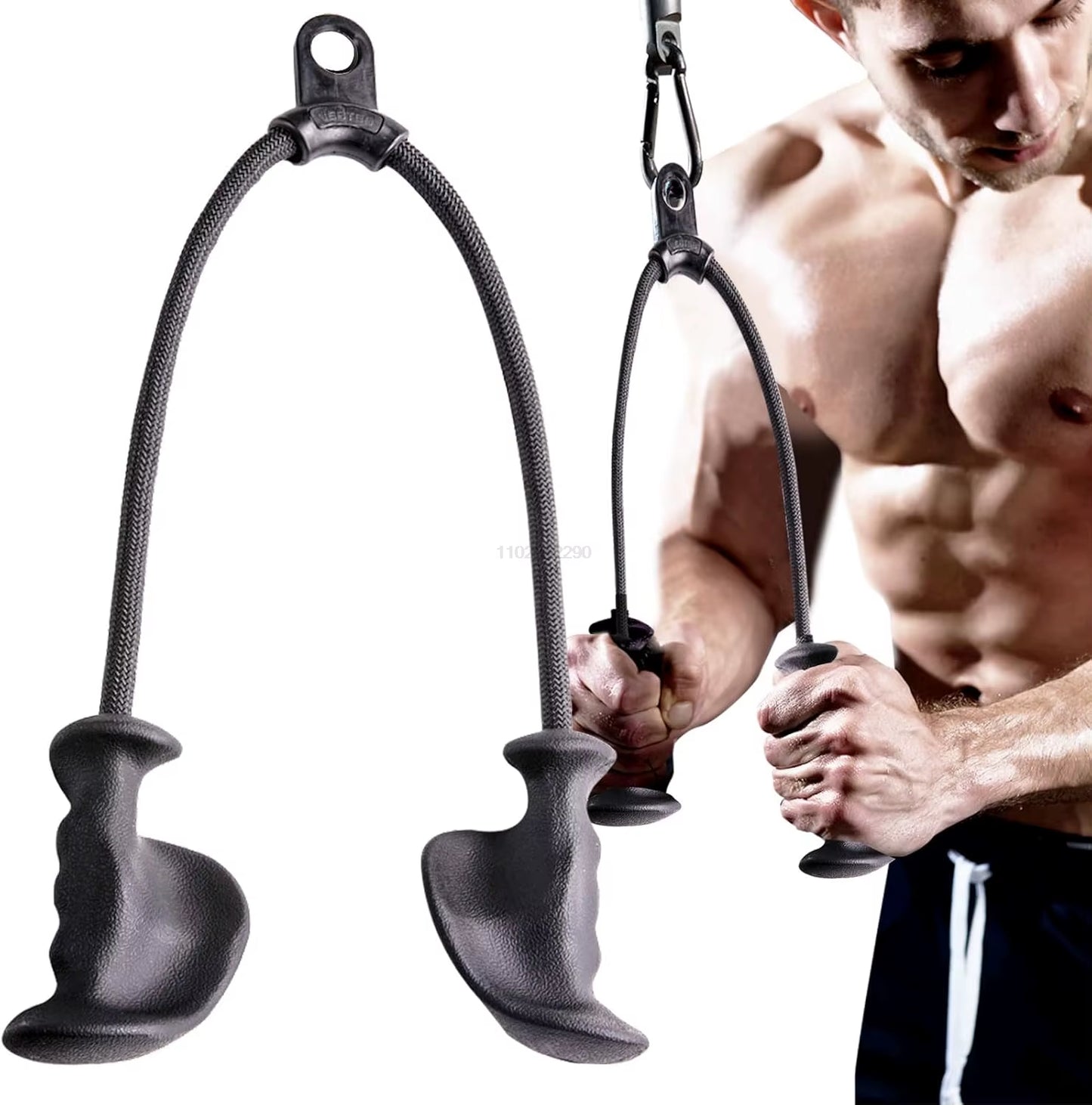 Fitness Biceps and Triceps Rope Pulldown Grip Handles for Cable Machine - Pulley Accessories for Back Exercises