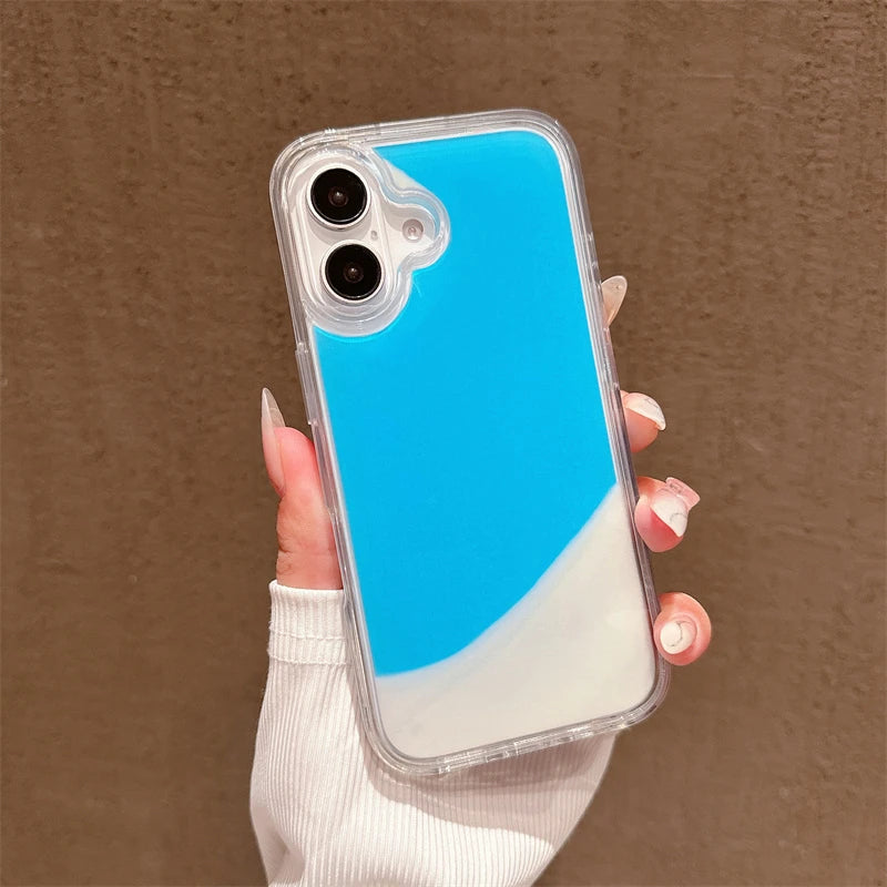 Luminous Quicksand Phone Case for iPhone 13, 14, 15, and 16 Pro Max - Dark Glow Liquid Glitter Hard Shell Cover