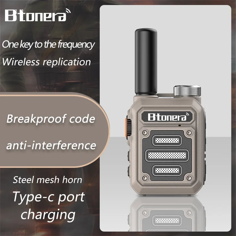 BT-330 Mini PMR 446 Two-Way Radio Walkie Talkie with USB Port - Portable Dual PTT Communication Device for Hunting and Cafés