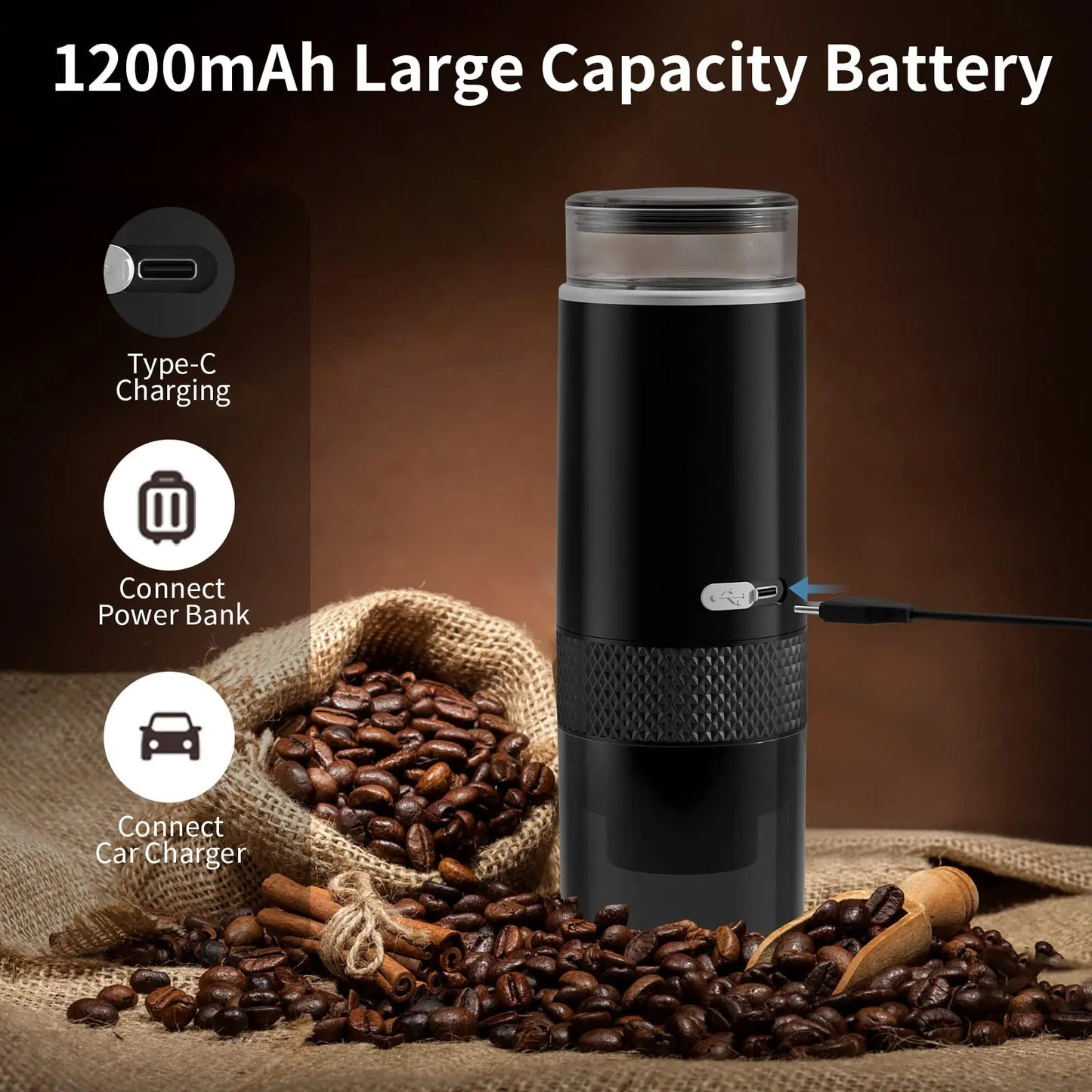 Electric Coffee Maker: Portable Capsule and Ground Coffee Brewer