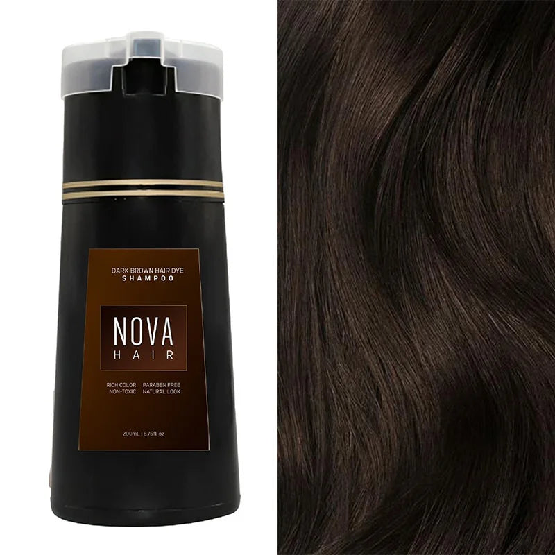 Nova Natural Moisturizing Hair Dye and Hair Care 3-in-1 Shampoo for Effective White Hair Coverage and Oil Control