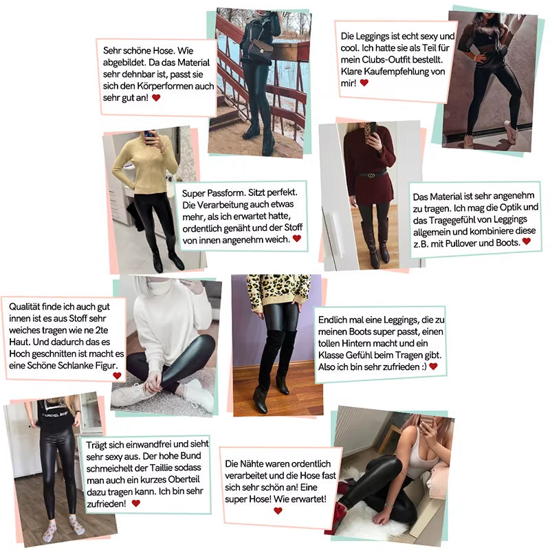 PU Faux Leather Women's Leggings - Stylish Stretchy Fitness Pants, Warm, Waterproof, and Push-Up Design