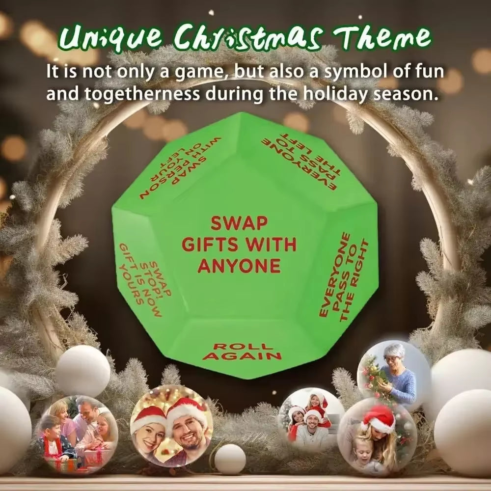 Christmas Exchange Dice for Santa Swap - Family Party Game Props and Creative Holiday Decor Gift