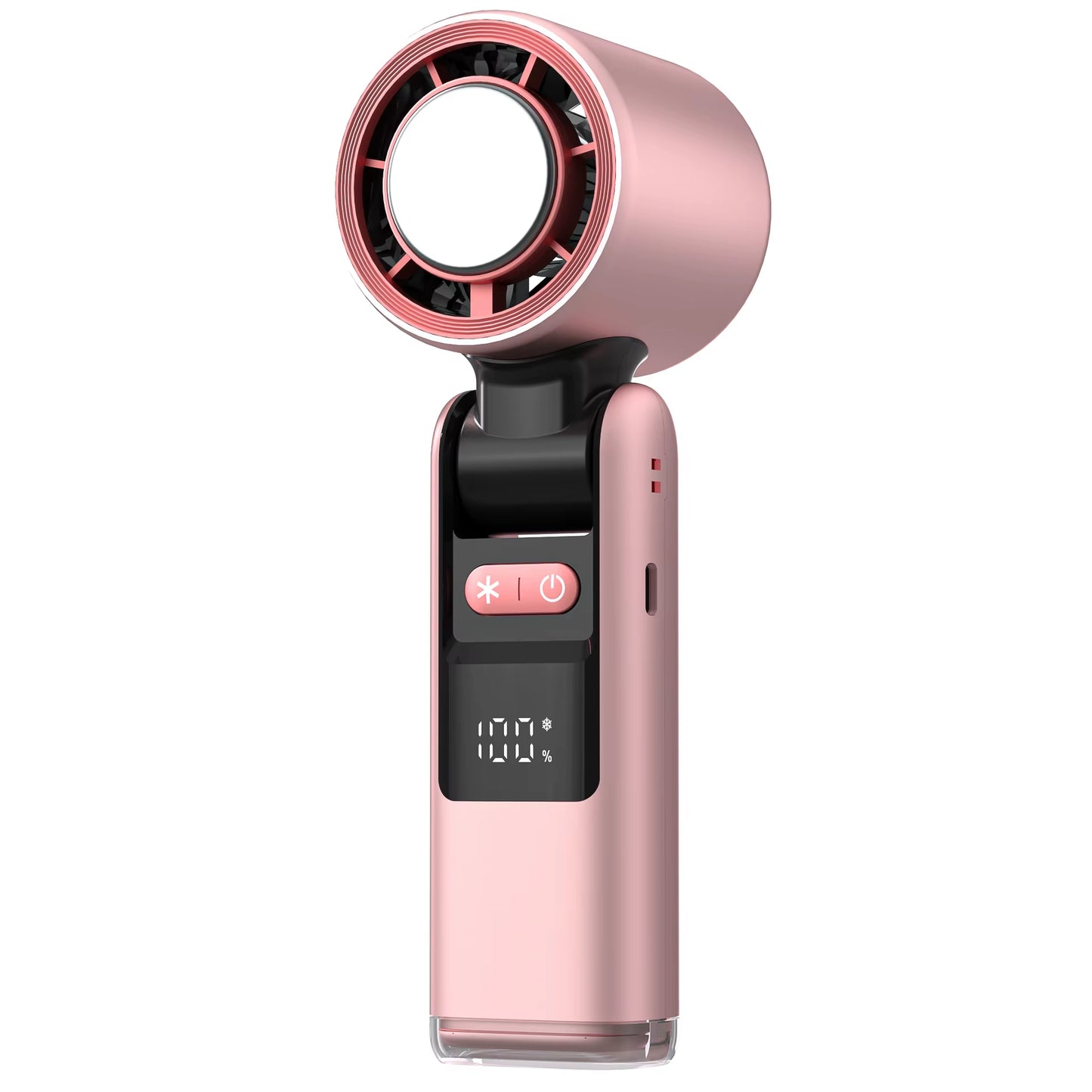 100 Turbos Chilled Ice Sensation Mini Turbo Speed Fan with USB Power and Digital Display for Outdoor Camping, Office, and Dorm Use