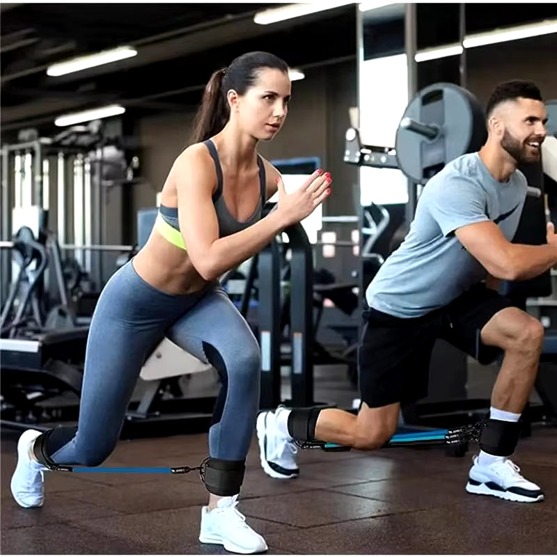 Professional Resistance Band Set with Ankle Straps for Fitness and Yoga - Elastic Exercise Equipment for Men and Women