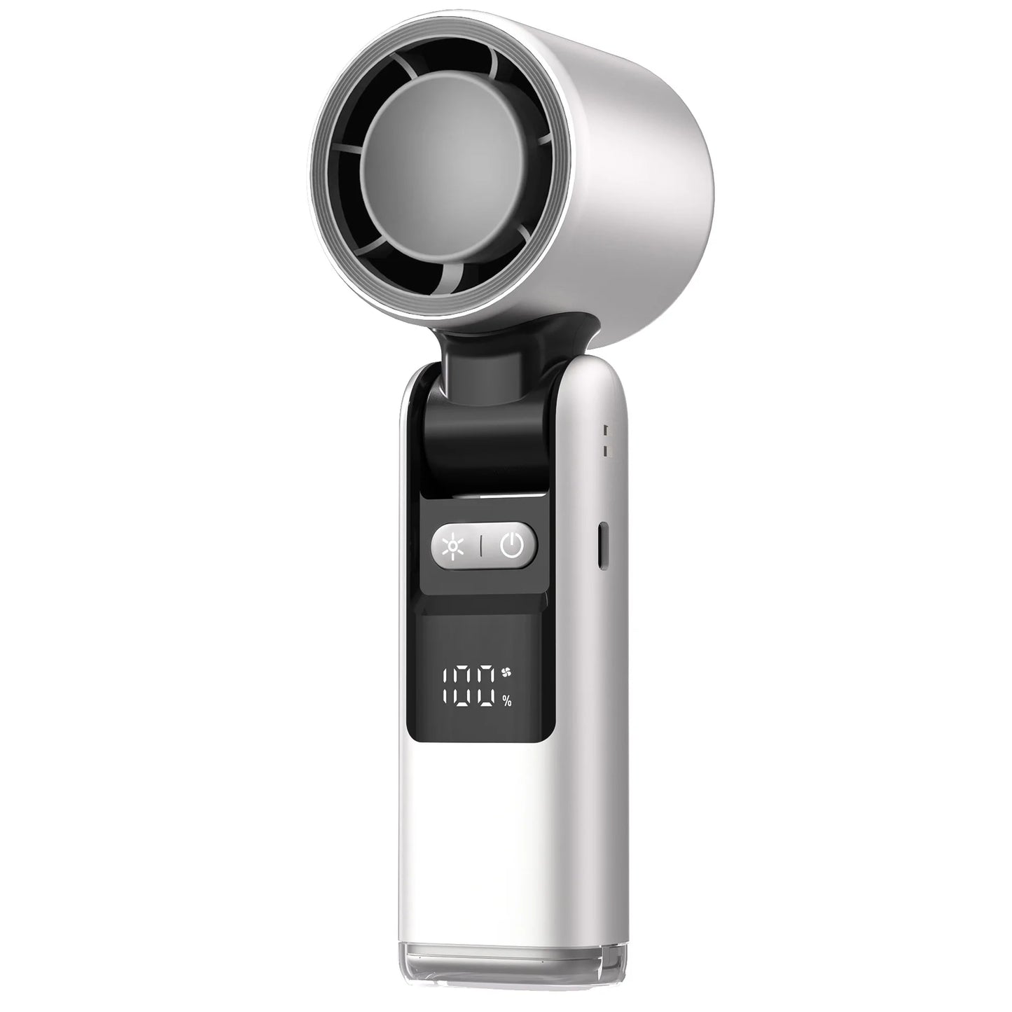 100 Turbos Chilled Ice Sensation Mini Turbo Speed Fan with USB Power and Digital Display for Outdoor Camping, Office, and Dorm Use