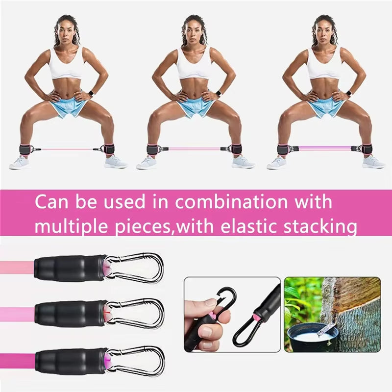 Professional Resistance Band Set with Ankle Straps for Fitness and Yoga - Elastic Exercise Equipment for Men and Women