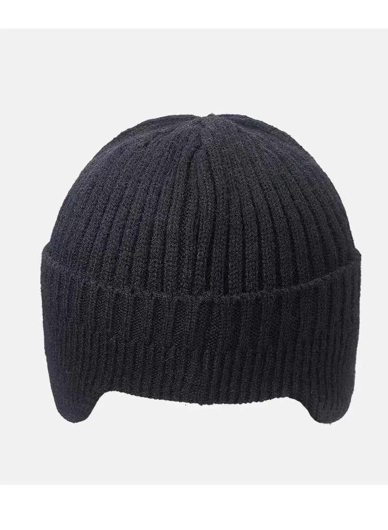 Men's Winter Outdoor Hat with Ear Protection - Warm Thick Knitted Cap, Scarf, and Windproof Visor for Cycling