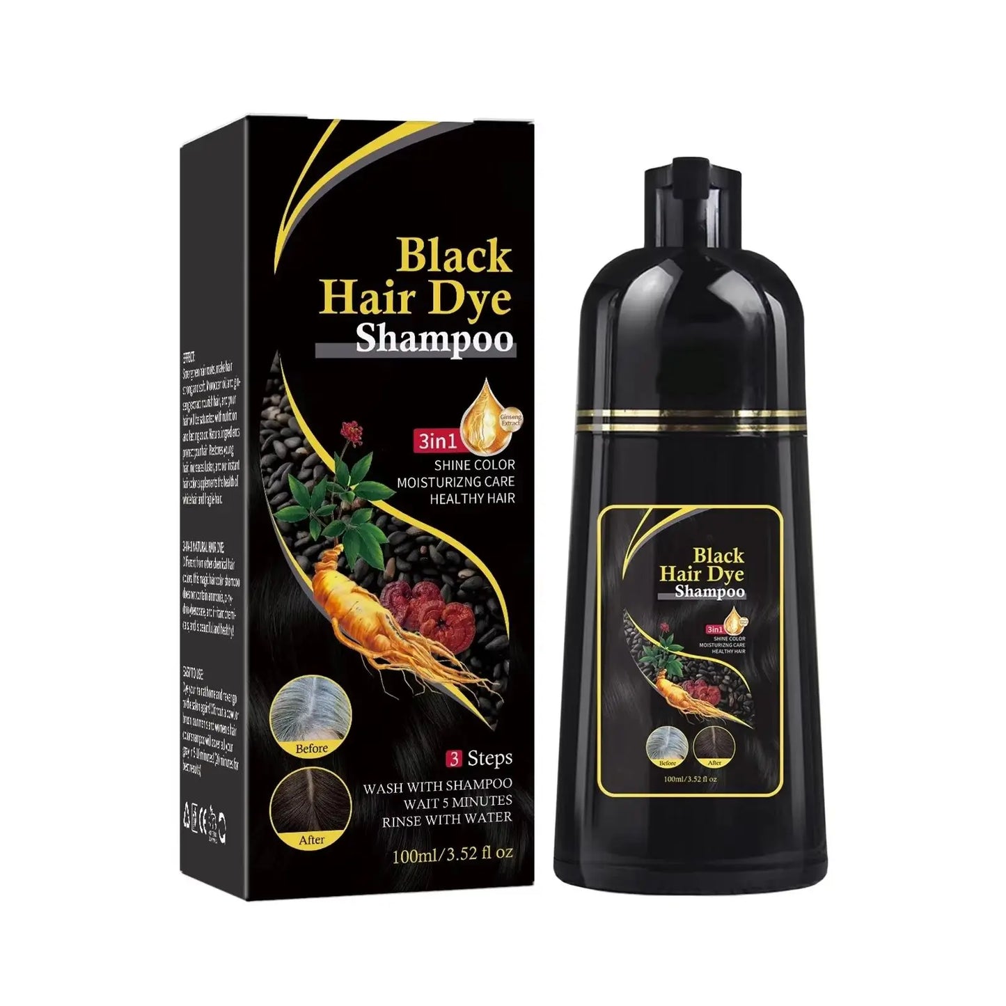 Nova Natural Moisturizing Hair Dye and Hair Care 3-in-1 Shampoo for Effective White Hair Coverage and Oil Control