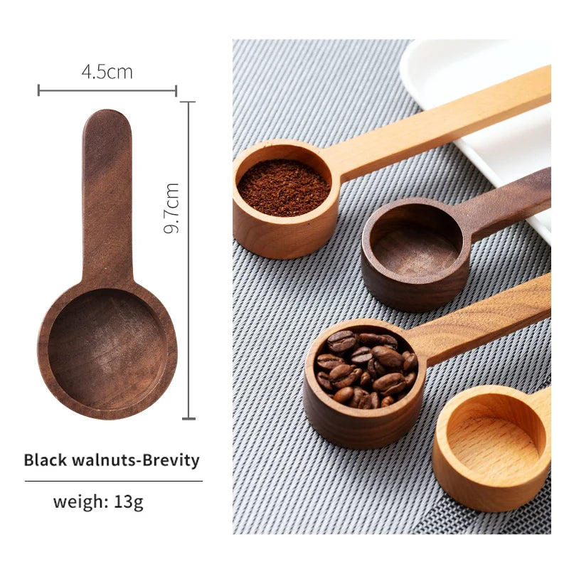 Black Walnut Wooden Dessert Spoon - Tableware for Coffee, Honey, Sugar, and Spice Measurement