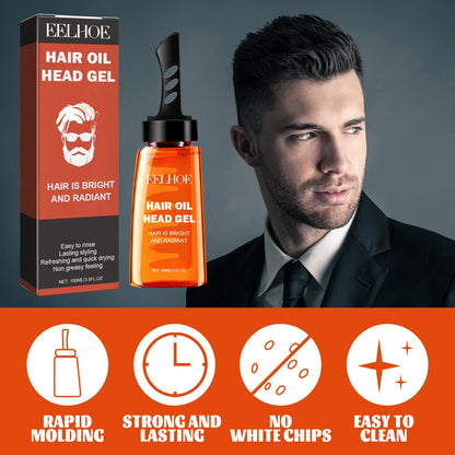 Men's Professional Hair Wax Gel with Tooth Comb - Long-Lasting Fluffy Styling Oil and Pomade
