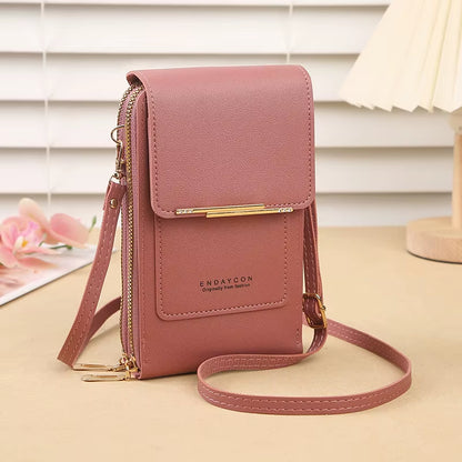 Fashionable Touch Screen Lock Crossbody Cell Phone Bag for Women with Card Holder