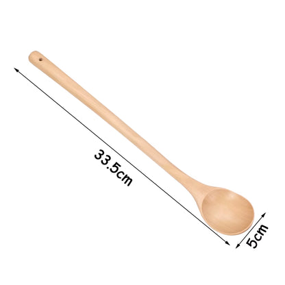 Natural Wooden Large Soup Ladle with Long Handle - Versatile Cooking Scoop for Ramen, Rice, and Catering Tableware