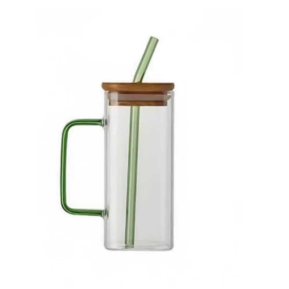 400ml Heat-Resistant Square Glass Cup - Transparent Milk, Coffee, Juice, and Beer Mug for Home and Office Use
